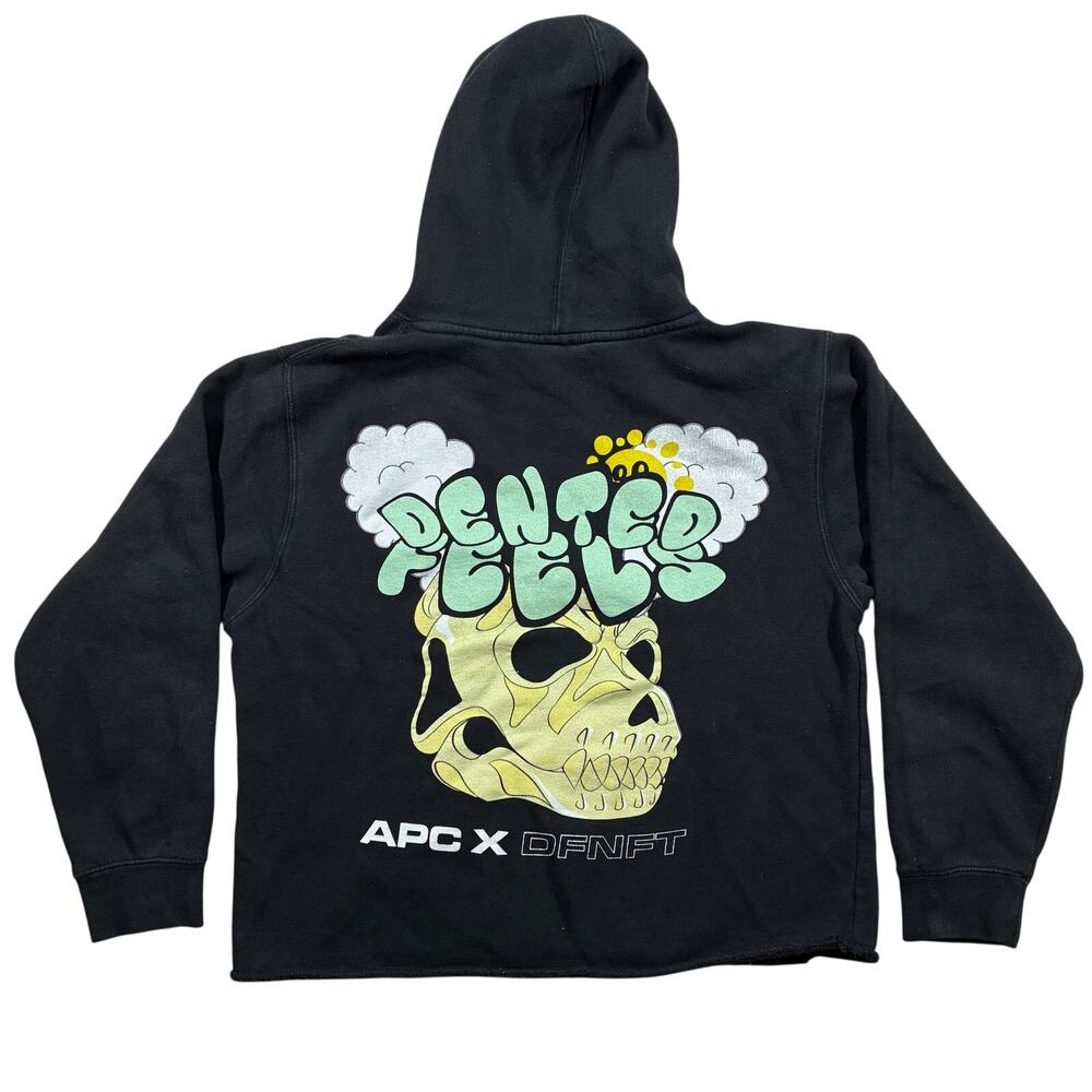 APC x DFNFT Dented Feels Hoodie Small Black Skull Graphic Sweatshirt Streetwear
